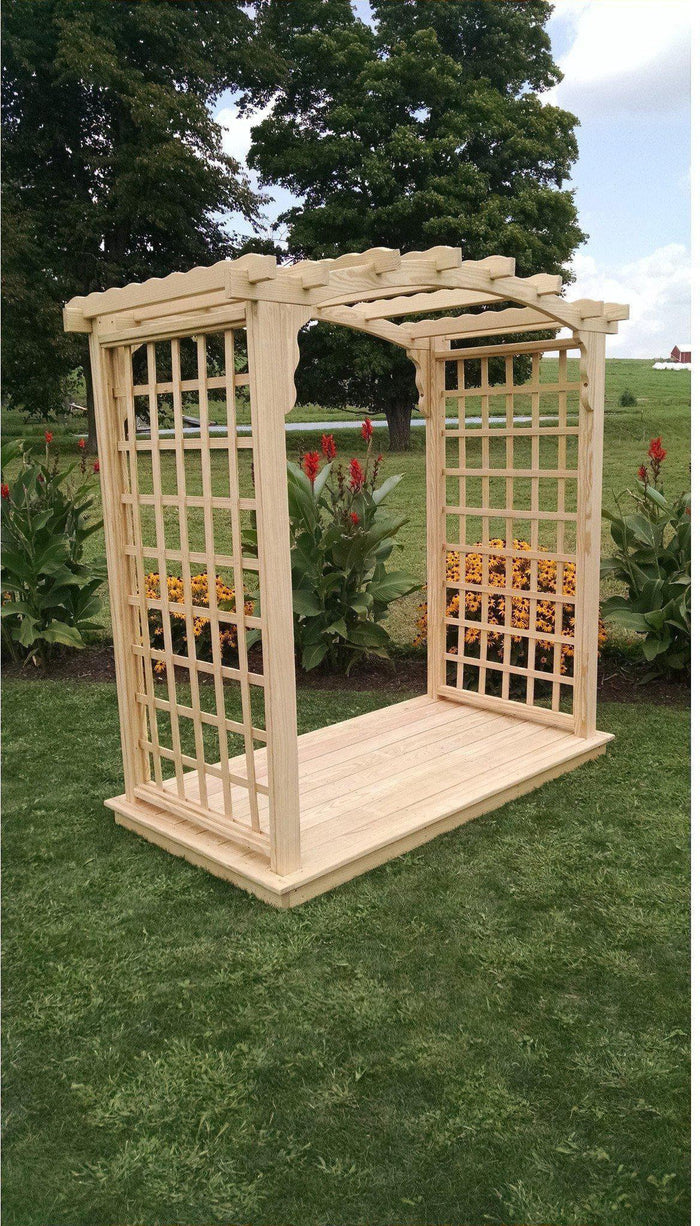 A & L FURNITURE CO. 4' Cambridge Pressure Treated Pine Arbor & Deck  - Ships FREE in 5-7 Business days - Rocking Furniture