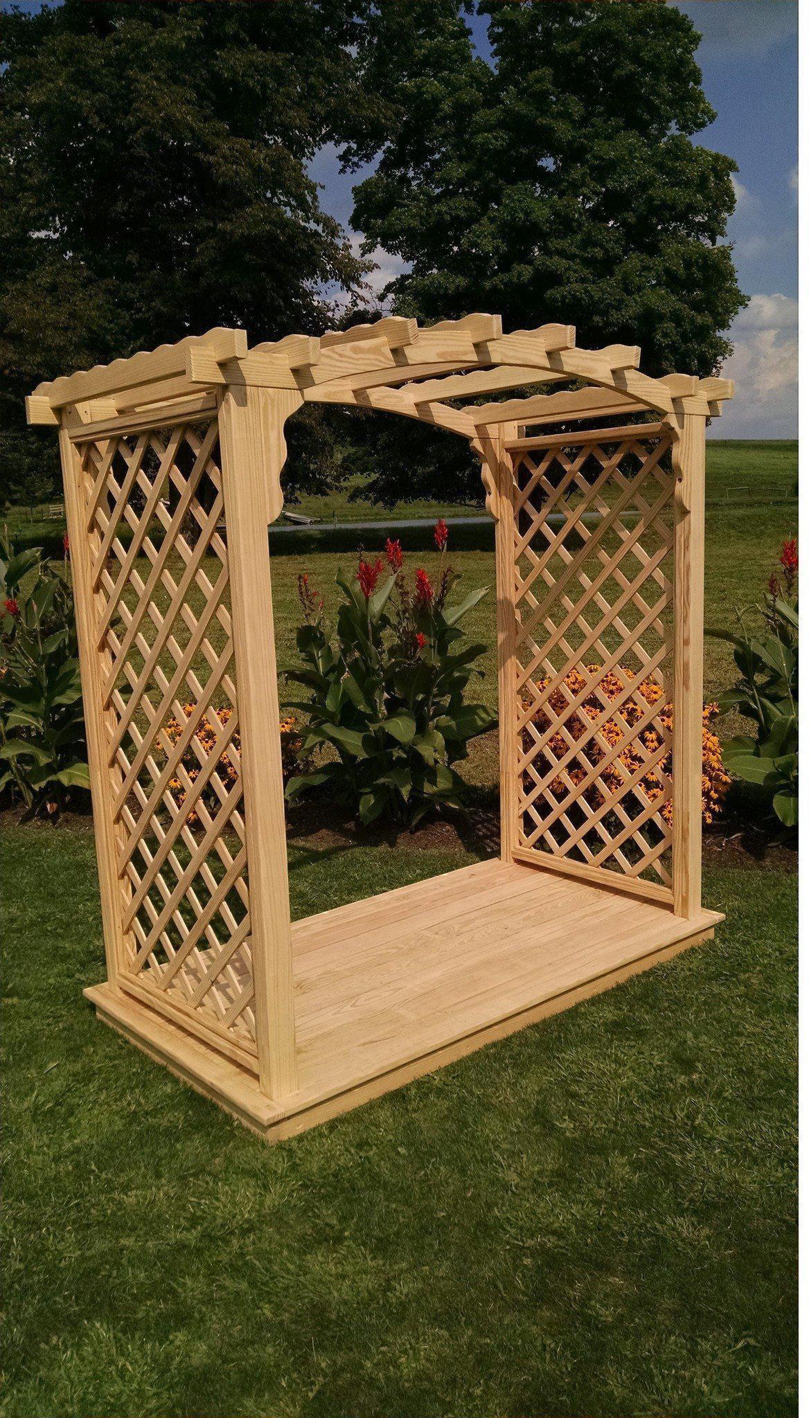 A & L FURNITURE CO. 6' Jamesport Pressure Treated Pine Arbor & Deck  - Ships FREE in 5-7 Business days - Rocking Furniture