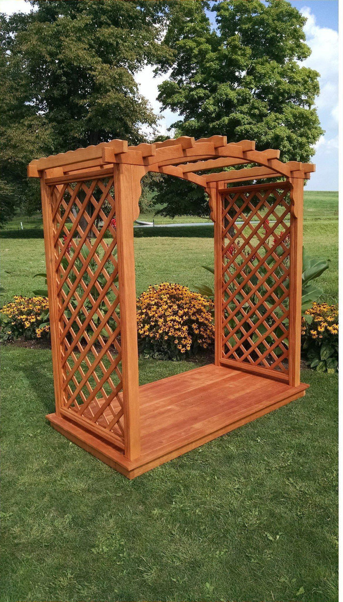 A & L FURNITURE CO. 6' Jamesport Pressure Treated Pine Arbor & Deck  - Ships FREE in 5-7 Business days - Rocking Furniture