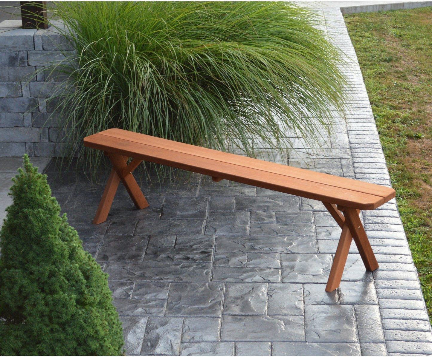 A & L FURNITURE CO. Western Red Cedar 23" Crossleg Bench Only  - Ships FREE in 5-7 Business days - Rocking Furniture