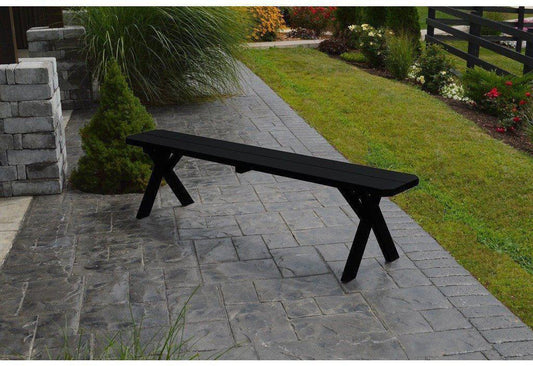 A & L Furniture Co. Yellow Pine 70" Crossleg Bench Only  - Ships FREE in 5-7 Business days - Rocking Furniture