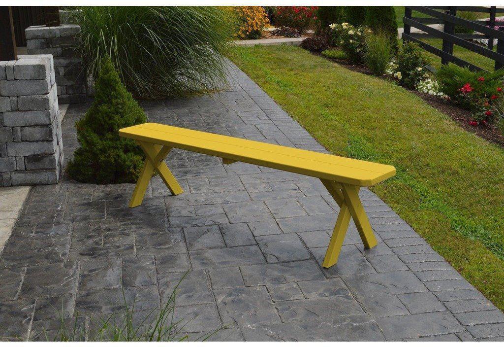 A & L Furniture Co. Yellow Pine 70" Crossleg Bench Only  - Ships FREE in 5-7 Business days - Rocking Furniture