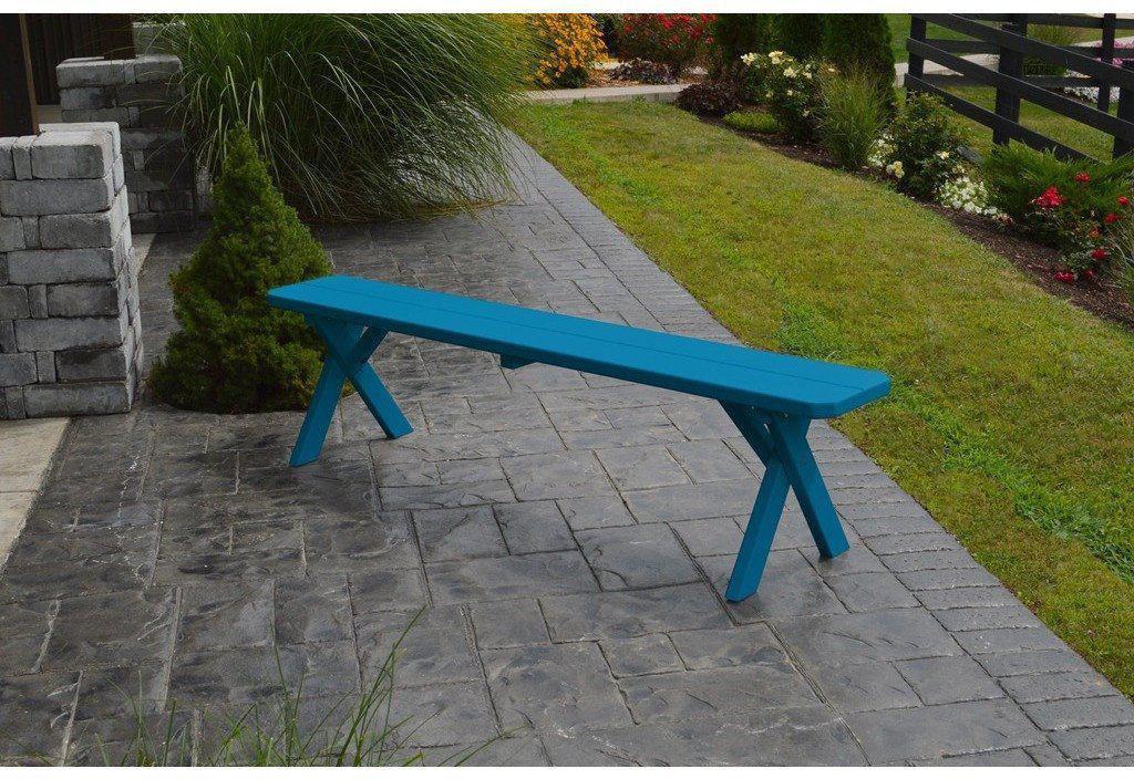 A & L Furniture Co. Yellow Pine 70" Crossleg Bench Only  - Ships FREE in 5-7 Business days - Rocking Furniture