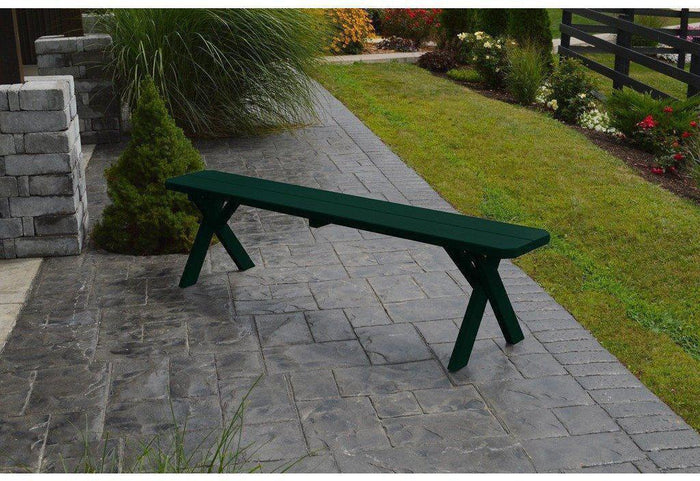 A & L Furniture Co. Yellow Pine 70" Crossleg Bench Only  - Ships FREE in 5-7 Business days - Rocking Furniture