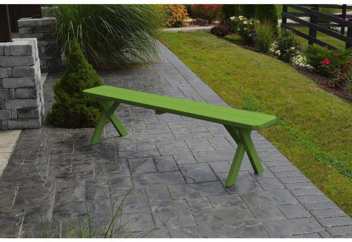 A & L Furniture Co. Yellow Pine 70" Crossleg Bench Only  - Ships FREE in 5-7 Business days - Rocking Furniture