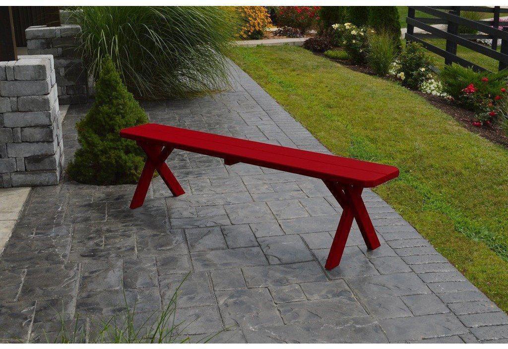 A & L Furniture Co. Yellow Pine 70" Crossleg Bench Only  - Ships FREE in 5-7 Business days - Rocking Furniture