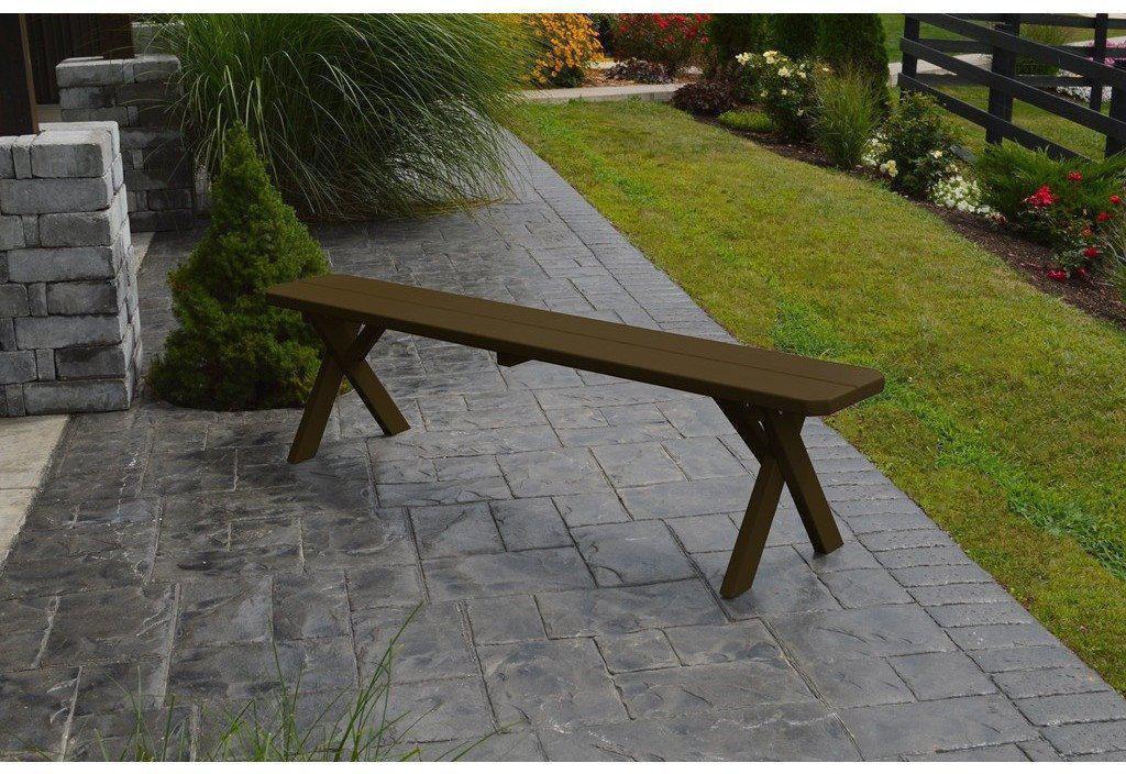 A & L Furniture Co. Yellow Pine 70" Crossleg Bench Only  - Ships FREE in 5-7 Business days - Rocking Furniture
