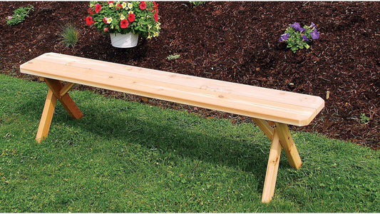 A & L FURNITURE CO. Western Red Cedar 94" Crossleg Bench Only  - Ships FREE in 5-7 Business days - Rocking Furniture