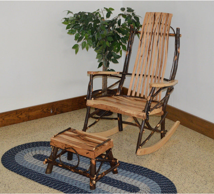 A & L Furniture Co. Amish Bentwood Hickory 9-Slat Rocking Chair with Foot Stool Set  - Ships FREE in 5-7 Business days - Rocking Furniture