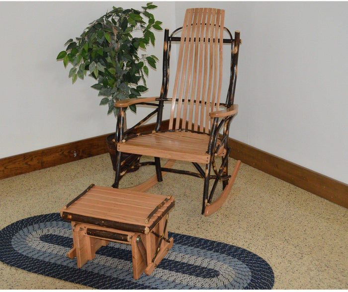 A & L Furniture Co. Amish Bentwood Hickory 9-Slat Rocking Chair with Gliding Ottoman Set  - Ships FREE in 5-7 Business days - Rocking Furniture