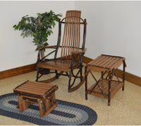 A & L Furniture Co. Amish Bentwood Hickory 9-Slat Rocking Chair w Gliding Ottoman and End Table  - Ships FREE in 5-7 Business days - Rocking Furniture