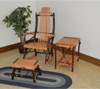 A & L Furniture Co. Amish Bentwood 7-Slat Hickory Rocking Chair with Foot Stool and End Table Set  - Ships FREE in 5-7 Business days - Rocking Furniture