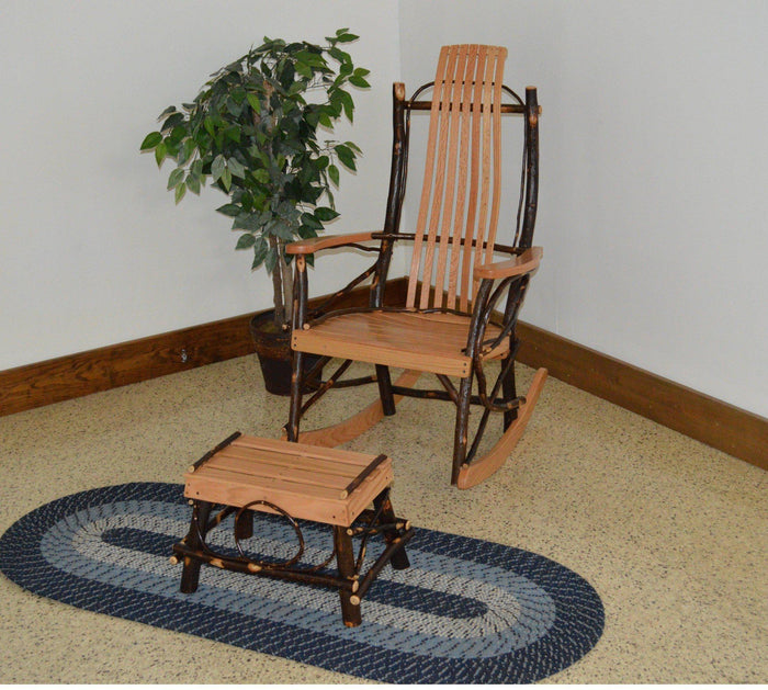 A & L Furniture Co. Amish Bentwood Hickory 9-Slat Rocking Chair with Foot Stool Set  - Ships FREE in 5-7 Business days - Rocking Furniture