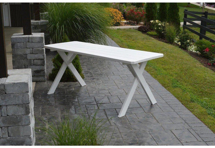 A & L Furniture Co. Yellow Pine 55" Cross-leg Table Only - Specify for Free 2" Umbrella Hole  - Ships FREE in 5-7 Business days - Rocking Furniture