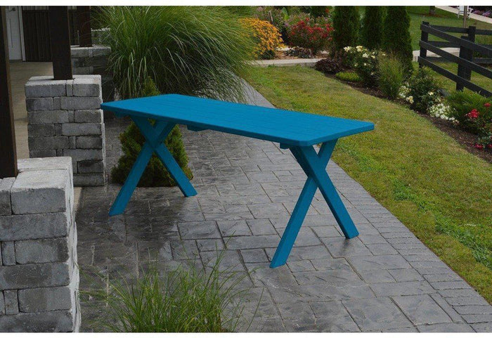 A & L Furniture Co. Yellow Pine 55" Cross-leg Table Only - Specify for Free 2" Umbrella Hole  - Ships FREE in 5-7 Business days - Rocking Furniture