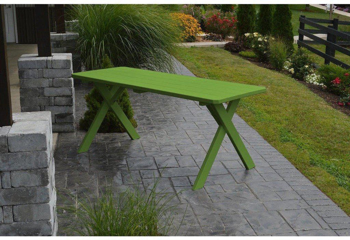 A & L Furniture Co. Yellow Pine 55" Cross-leg Table Only - Specify for Free 2" Umbrella Hole  - Ships FREE in 5-7 Business days - Rocking Furniture