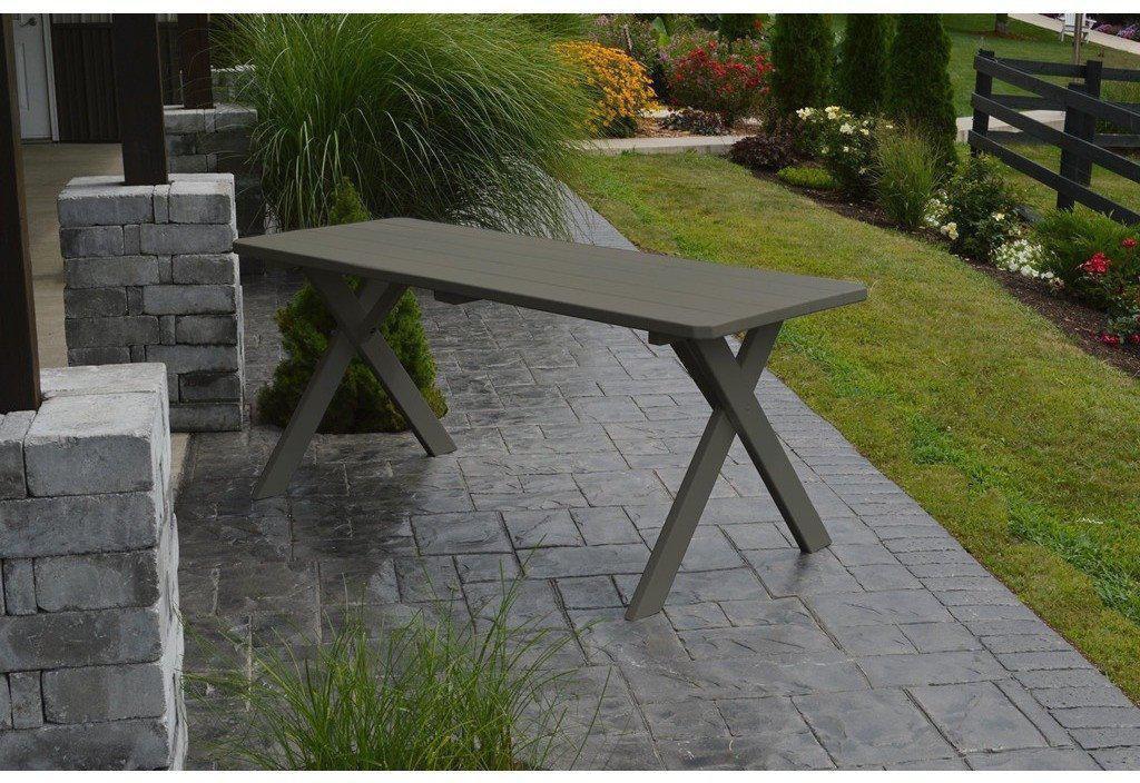 A & L Furniture Co. Yellow Pine 55" Cross-leg Table Only - Specify for Free 2" Umbrella Hole  - Ships FREE in 5-7 Business days - Rocking Furniture