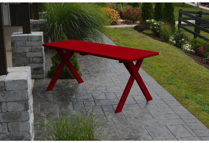 A & L Furniture Co. Yellow Pine 55" Cross-leg Table Only - Specify for Free 2" Umbrella Hole  - Ships FREE in 5-7 Business days - Rocking Furniture