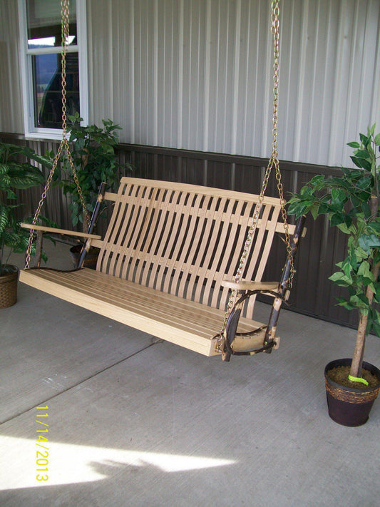 A&L Furniture Co. Amish Bentwood 4' Hickory Porch Swing  - Ships FREE in 5-7 Business days - Rocking Furniture