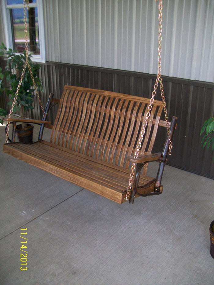 A&L Furniture Co. Amish Bentwood 5' Hickory Porch Swing  - Ships FREE in 5-7 Business days - Rocking Furniture