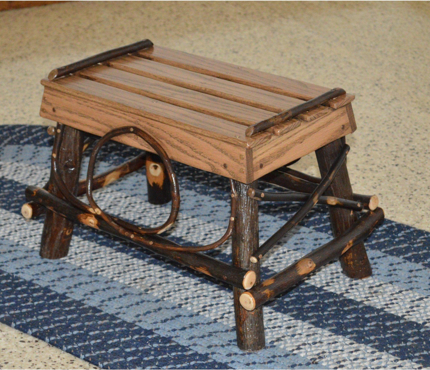 A&L Furniture Co. Amish Hickory Foot Stool  - Ships FREE in 5-7 Business days - Rocking Furniture