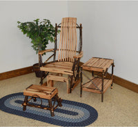 A & L Furniture Co. Amish Bentwood 7-Slat Hickory Rocking Chair with Foot Stool and End Table Set  - Ships FREE in 5-7 Business days - Rocking Furniture