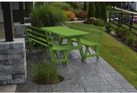 A&L Furniture Co. Yellow Pine 6' Table w/2 Backed Benches - Umbrella Hole - Rocking Furniture