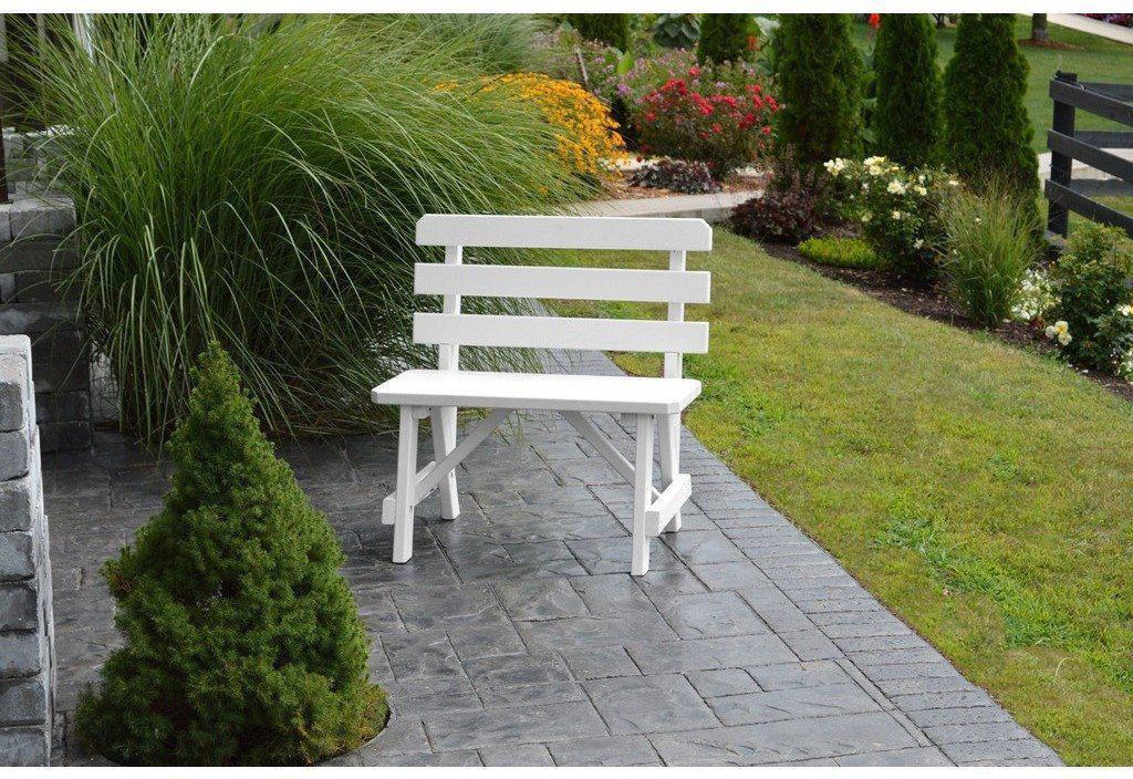 A & L Furniture Co. Yellow Pine 33" Traditional Backed Bench Only  - Ships FREE in 5-7 Business days - Rocking Furniture