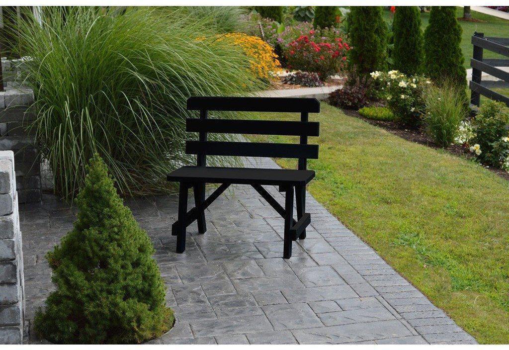 A & L Furniture Co. Yellow Pine 33" Traditional Backed Bench Only  - Ships FREE in 5-7 Business days - Rocking Furniture