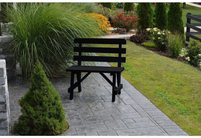 A & L Furniture Co. Yellow Pine 33" Traditional Backed Bench Only  - Ships FREE in 5-7 Business days - Rocking Furniture