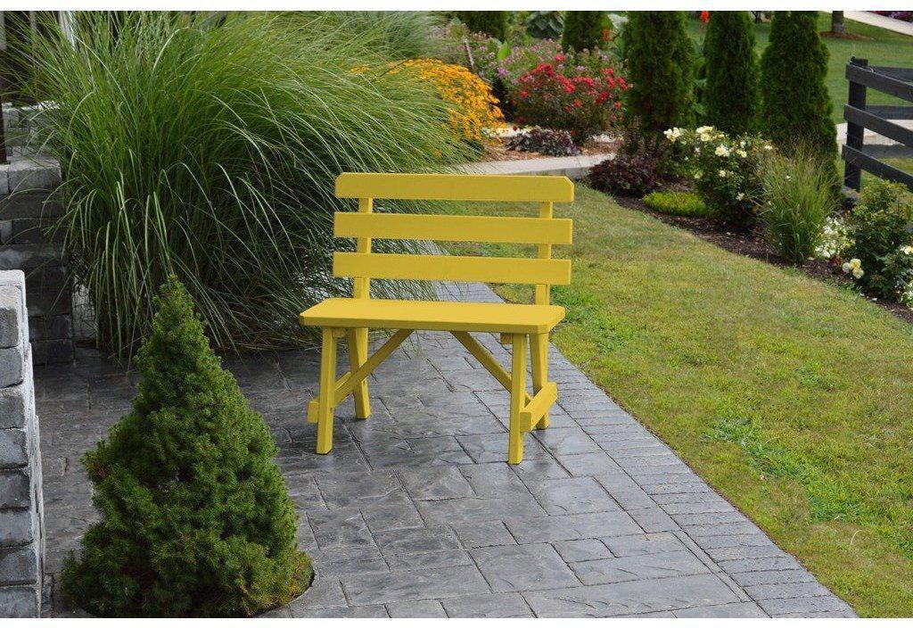 A & L Furniture Co. Yellow Pine 33" Traditional Backed Bench Only  - Ships FREE in 5-7 Business days - Rocking Furniture