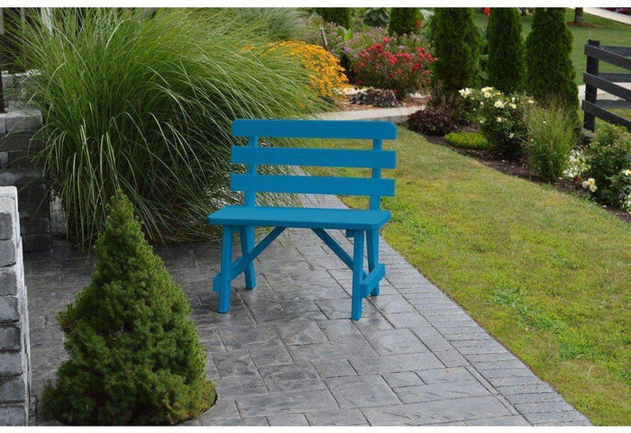 A & L Furniture Co. Yellow Pine 33" Traditional Backed Bench Only  - Ships FREE in 5-7 Business days - Rocking Furniture