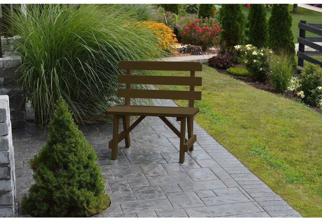 A & L Furniture Co. Yellow Pine 33" Traditional Backed Bench Only  - Ships FREE in 5-7 Business days - Rocking Furniture