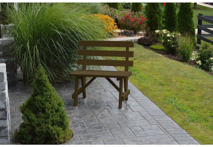A & L Furniture Co. Yellow Pine 33" Traditional Backed Bench Only  - Ships FREE in 5-7 Business days - Rocking Furniture