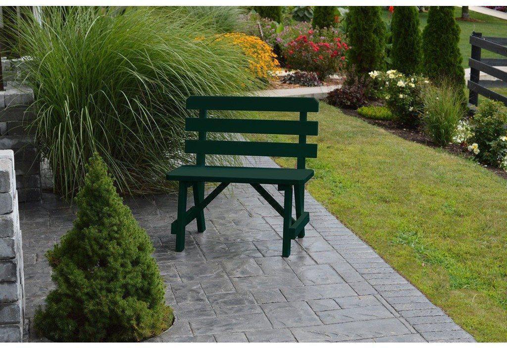 A & L Furniture Co. Yellow Pine 33" Traditional Backed Bench Only  - Ships FREE in 5-7 Business days - Rocking Furniture