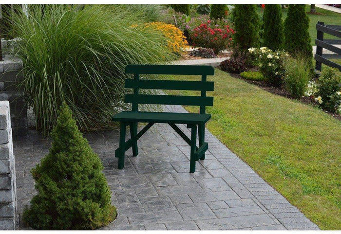 A & L Furniture Co. Yellow Pine 33" Traditional Backed Bench Only  - Ships FREE in 5-7 Business days - Rocking Furniture