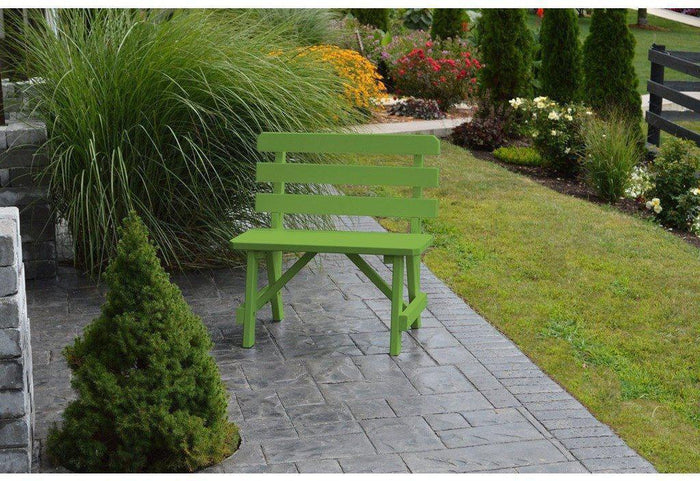A & L Furniture Co. Yellow Pine 33" Traditional Backed Bench Only  - Ships FREE in 5-7 Business days - Rocking Furniture