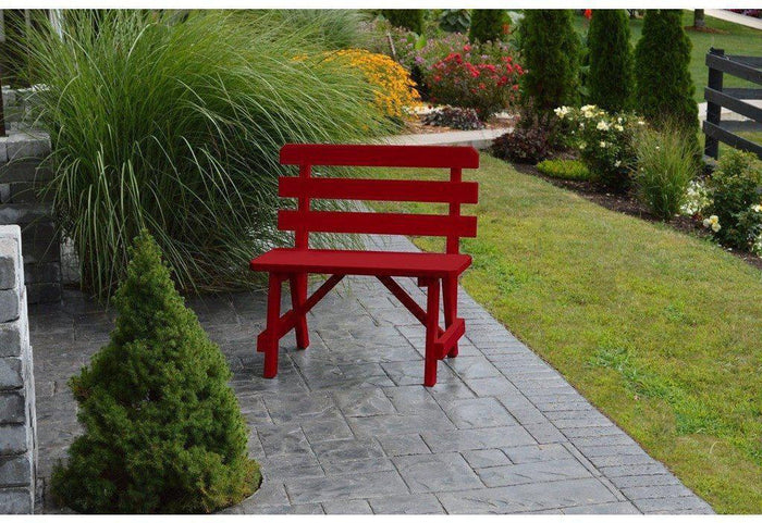 A & L Furniture Co. Yellow Pine 33" Traditional Backed Bench Only  - Ships FREE in 5-7 Business days - Rocking Furniture