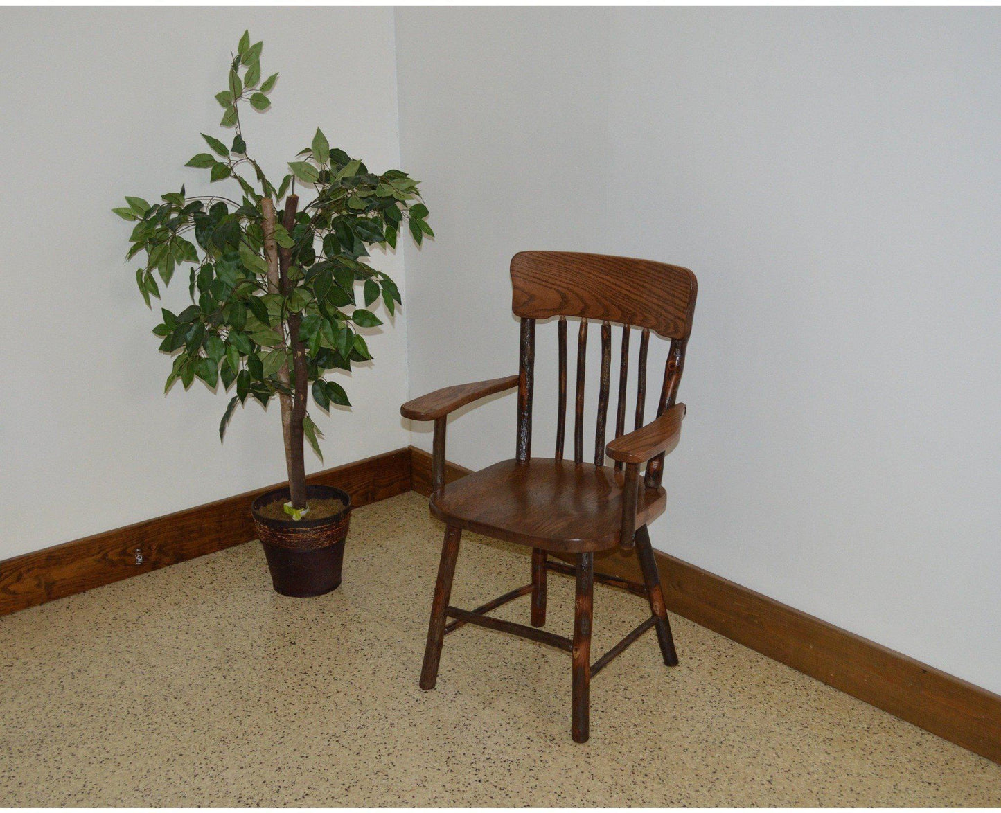 A&L Furniture Co. Amish Hickory Panel Back Dining Chair With Arms  - Ships FREE in 5-7 Business days - Rocking Furniture