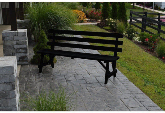 A & L Furniture Co. Yellow Pine 55" Traditional Backed Bench Only  - Ships FREE in 5-7 Business days - Rocking Furniture