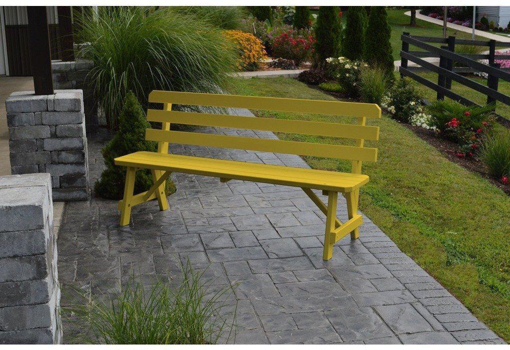 A & L Furniture Co. Yellow Pine 55" Traditional Backed Bench Only  - Ships FREE in 5-7 Business days - Rocking Furniture