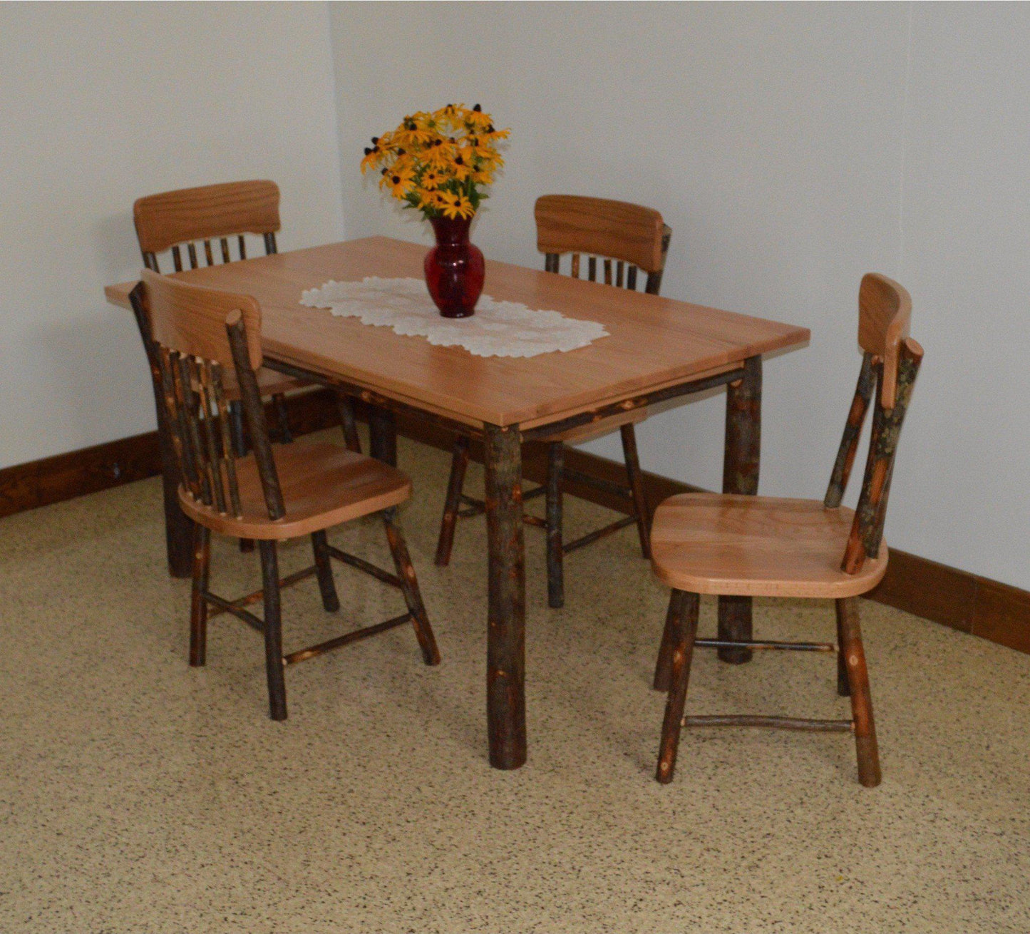 A & L Furniture Co. Hickory 5 Piece Farm Table Dining Set  - Ships FREE in 5-7 Business days - Rocking Furniture