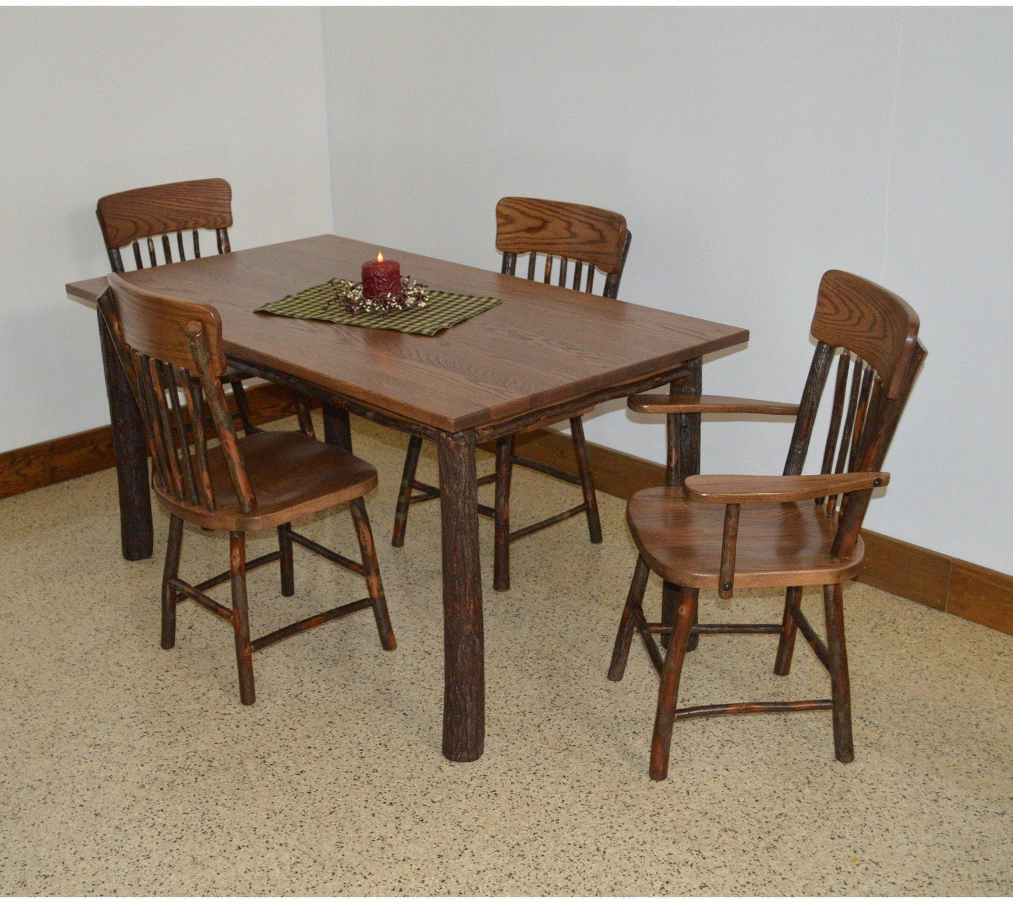 A & L Furniture Co. Hickory 5 Piece Farm Table Dining Set  - Ships FREE in 5-7 Business days - Rocking Furniture