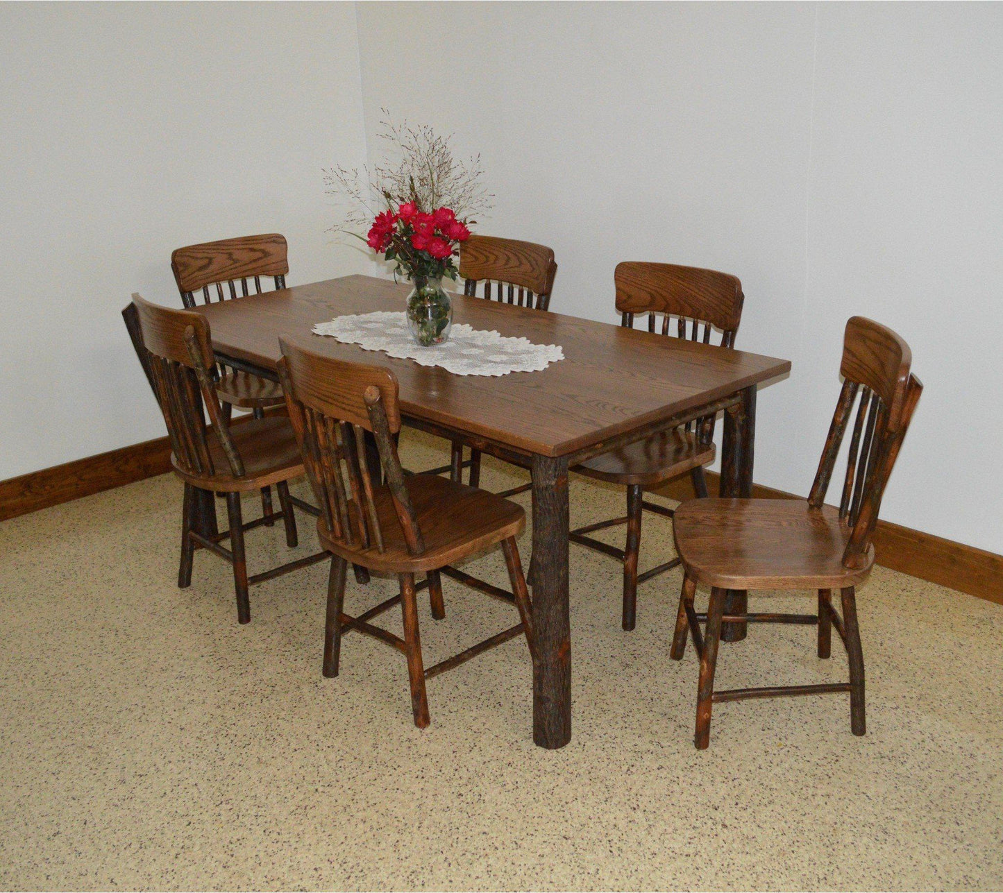 A & L Furniture Co. Hickory 7 Piece Farm Table Dining Set  - Ships FREE in 5-7 Business days - Rocking Furniture