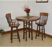 A & L Furniture Co. Hickory 3 Piece Bar table with Hickory Panel Back Swivel Barchairs  - Ships FREE in 5-7 Business days - Rocking Furniture