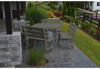 A & L Furniture Co. Yellow Pine 43" Sq. Table w/ 4 Backed Benches- Umbrella Hole  - Ships FREE in 5-7 Business days - Rocking Furniture