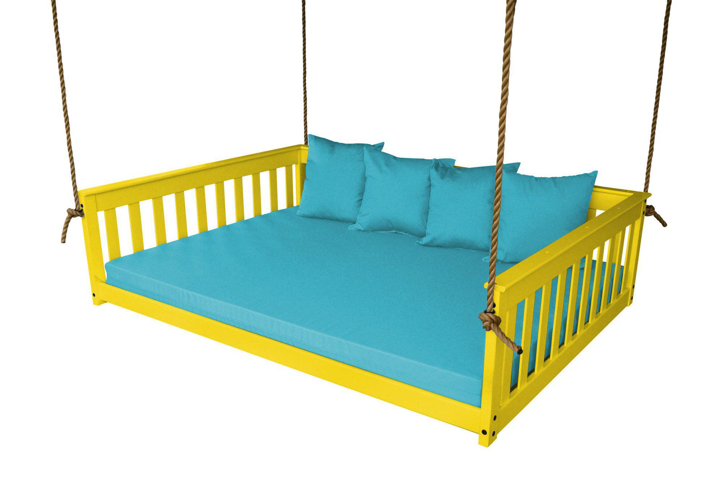 A&L Furniture Co. Amish Made Yellow Pine Twin VersaLoft  Mission Hanging Daybed with Rope - LEAD TIME TO SHIP 10 BUSINESS DAYS