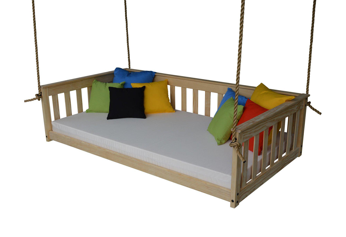 A&L Furniture Co. Amish Made Yellow Pine Twin VersaLoft  Mission Hanging Daybed with Rope - LEAD TIME TO SHIP 10 BUSINESS DAYS