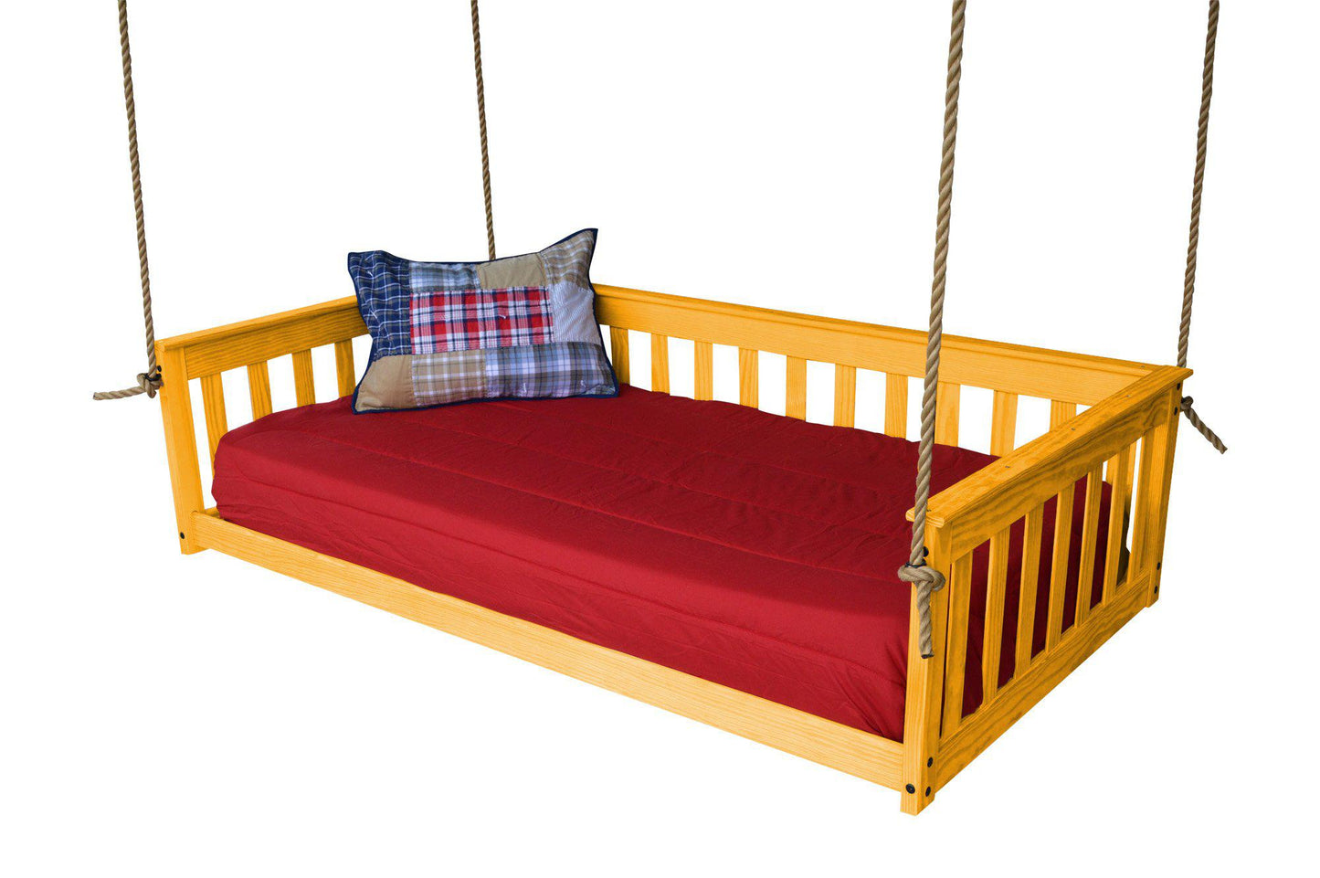 A&L Furniture Co. Amish Made Yellow Pine Twin VersaLoft  Mission Hanging Daybed with Rope - LEAD TIME TO SHIP 10 BUSINESS DAYS