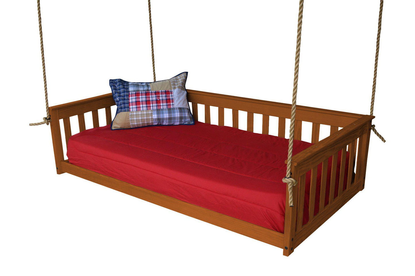 A&L Furniture Co. Amish Made Yellow Pine Twin VersaLoft  Mission Hanging Daybed with Rope - LEAD TIME TO SHIP 10 BUSINESS DAYS